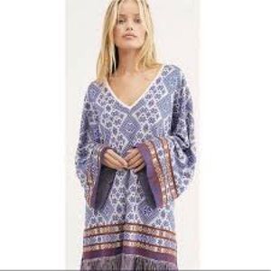 Free People Purple and Cream Knit Top